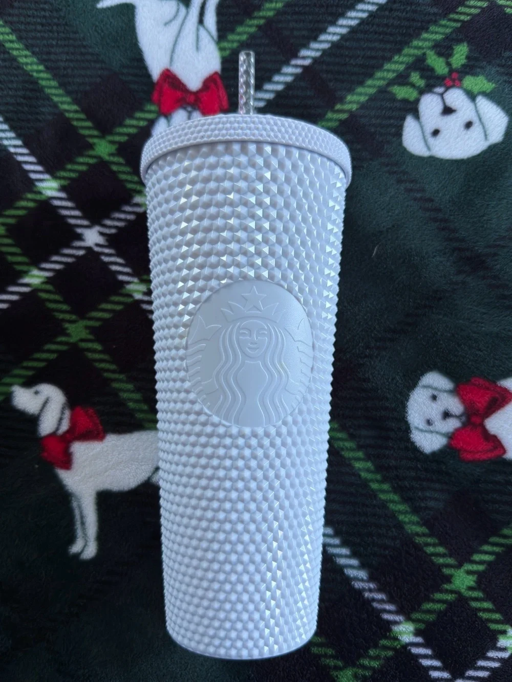 Starbucks White Textured Studded Tumbler with Straw 24oz